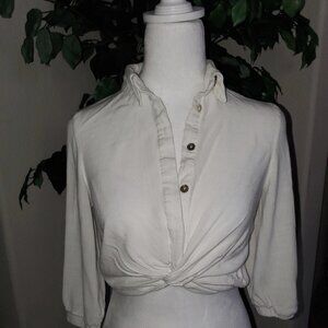 Zara Linen Blend Cropped Twist